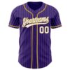 Custom Purple White Pinstripe Old Gold Authentic Baseball Jersey