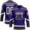 Custom Purple White-Black Hockey Lace Neck Jersey