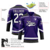 Custom Purple White-Black Hockey Lace Neck Jersey
