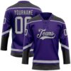 Custom Purple Gray-Black Hockey Lace Neck Jersey