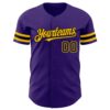 Custom Purple Black-Gold Authentic Baseball Jersey