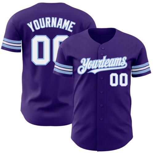 Purple0519 Custom Purple White-Light Blue Authentic Baseball Jersey