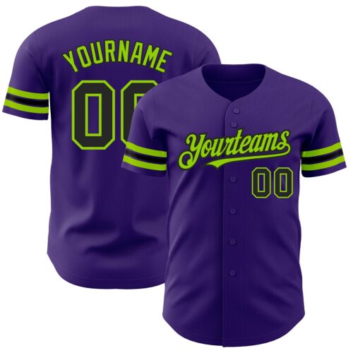 Purple0521 Custom Purple Black-Neon Green Authentic Baseball Jersey