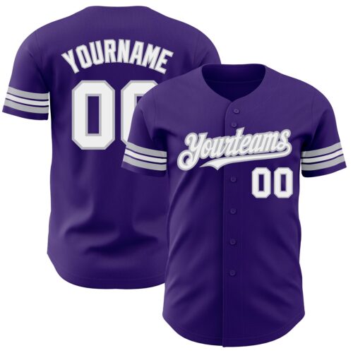 Purple0522 Custom Purple White-Gray Authentic Baseball Jersey