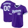 Custom Purple White-Light Blue Authentic Throwback Baseball Jersey