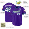 Custom Purple Black-Teal Authentic Throwback Baseball Jersey