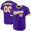 Custom Purple White-Gold Authentic Throwback Baseball Jersey