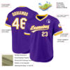 Custom Purple White-Gold Authentic Throwback Baseball Jersey