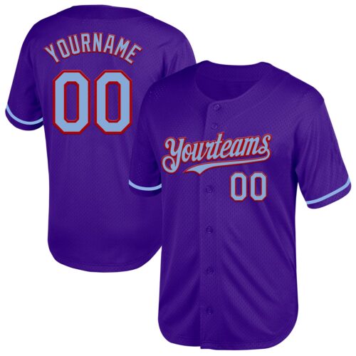 Purple0599 Custom Purple Light Blue-Red Mesh Authentic Throwback Baseball Jersey