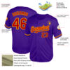 Custom Purple Red-Gold Mesh Authentic Throwback Baseball Jersey