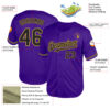 Custom Purple Black-Old Gold Mesh Authentic Throwback Baseball Jersey