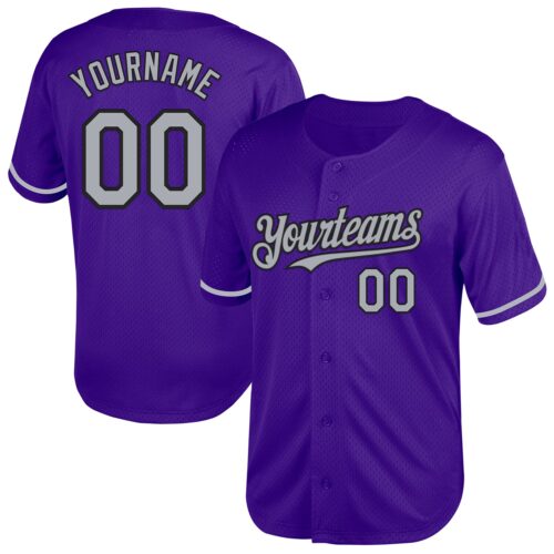 Purple0620 Custom Purple Gray-Black Mesh Authentic Throwback Baseball Jersey