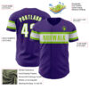 Custom Purple White-Neon Green Authentic Baseball Jersey
