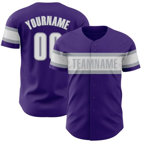 Purple0635 Custom Purple White-Gray Authentic Baseball Jersey