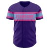 Custom Purple Light Blue-Pink Authentic Baseball Jersey