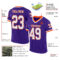 Purple0677-1 Custom Purple White-Orange Mesh Authentic Throwback Football Jersey