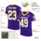 Custom Purple White-Gold Mesh Authentic Throwback Football Jersey