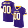 Custom Purple White-Gold Mesh Authentic Throwback Football Jersey