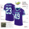 Purple0685-1 Custom Purple White-Teal Mesh Authentic Throwback Football Jersey