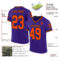 Purple0691-1 Custom Purple Orange-Black Mesh Authentic Throwback Football Jersey