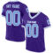 Purple0694 Custom Purple Light Blue-White Mesh Authentic Throwback Football Jersey