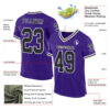 Custom Purple Black-White Mesh Authentic Throwback Football Jersey