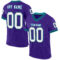 Purple0745 Custom Purple Black-Teal Mesh Authentic Throwback Football Jersey