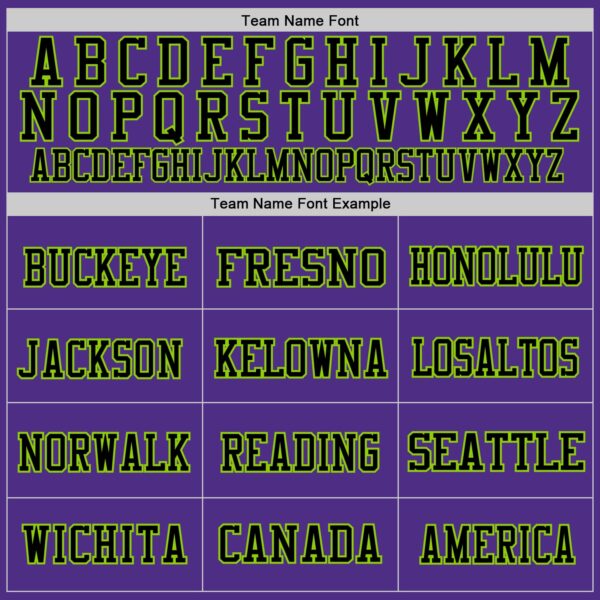 Custom Purple Black-Neon Green Mesh Authentic Throwback Football Jersey