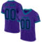 Purple0751 Custom Purple Navy-Teal Mesh Authentic Throwback Football Jersey