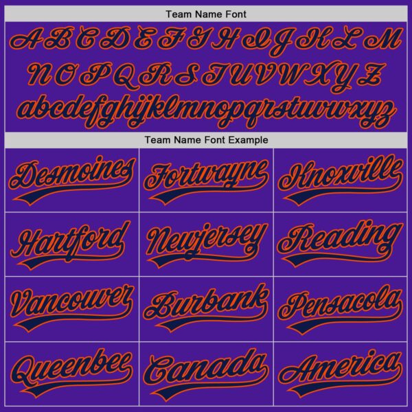 Custom Purple Navy-Orange Authentic Throwback Baseball Jersey