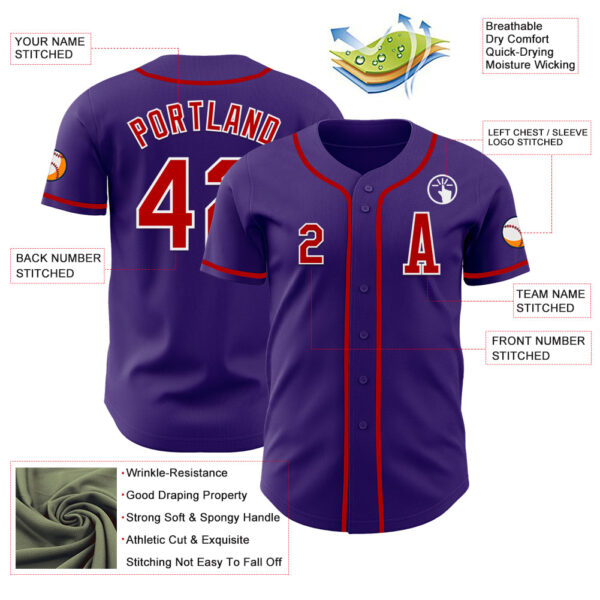 Custom Purple Red-White Authentic Baseball Jersey