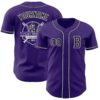 Custom Purple Black-White Authentic Baseball Jersey