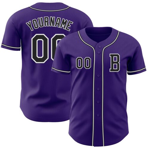 Purple0789_32a5c3e0-6e98-4430-b166-a64d2d126af5 Custom Purple Black-White Authentic Baseball Jersey