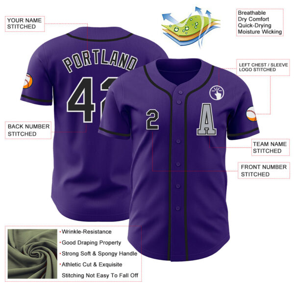 Custom Purple Black-Gray Authentic Baseball Jersey