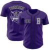 Custom Purple Black-Gray Authentic Baseball Jersey