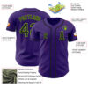 Custom Purple Black-Neon Green Authentic Baseball Jersey