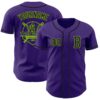 Custom Purple Black-Neon Green Authentic Baseball Jersey