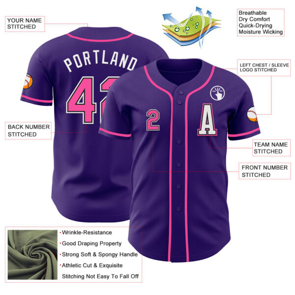 Custom Purple Pink-Black Authentic Baseball Jersey
