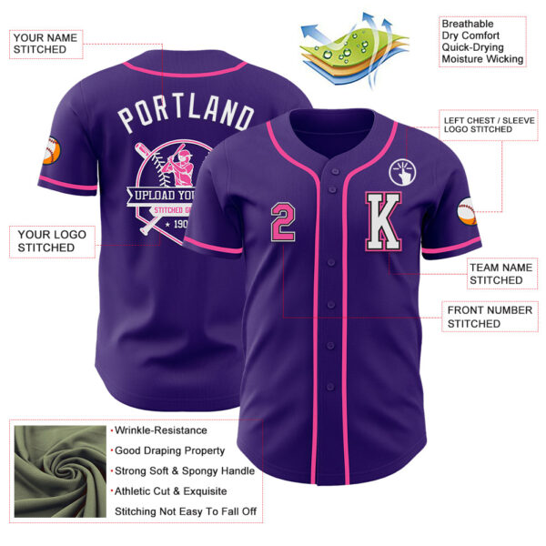 Custom Purple Pink-Black Authentic Baseball Jersey