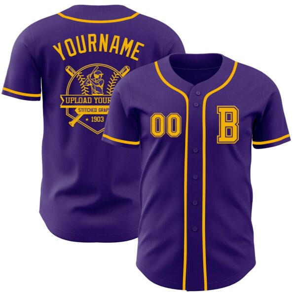 Custom Purple Gold Authentic Baseball Jersey