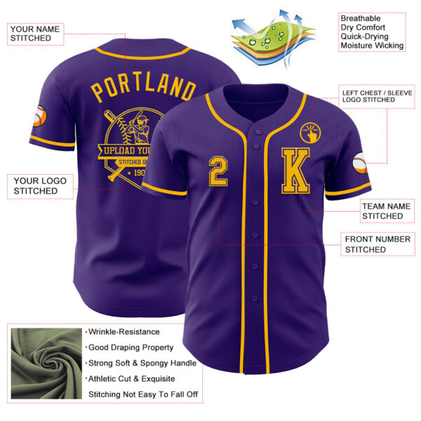Custom Purple Gold Authentic Baseball Jersey