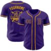 Custom Purple Gold Authentic Baseball Jersey