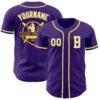 Custom Purple White-Yellow Authentic Baseball Jersey