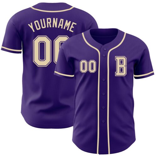 Purple0807_d6ecec89-1ca2-4eca-95bd-9ed4462edefb Custom Purple Cream Authentic Baseball Jersey