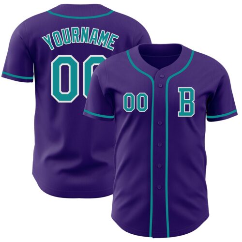 Purple0809_4dcd11c8-713a-4ae3-9463-dae6af489aae Custom Purple Teal-White Authentic Baseball Jersey
