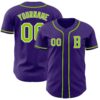Custom Purple Neon Green-White Authentic Baseball Jersey