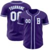 Custom Purple White-Light Blue Authentic Baseball Jersey