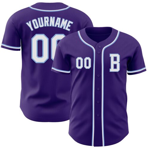 Purple0815_a1eb755b-edb8-45d6-be79-45ce48298db9 Custom Purple White-Light Blue Authentic Baseball Jersey