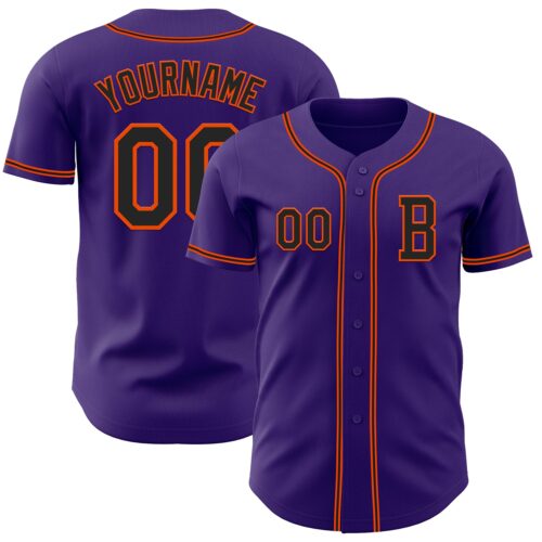 Purple0820_169762e0-2b40-497d-8a78-dc41e4c34072 Custom Purple Black-Orange Authentic Baseball Jersey