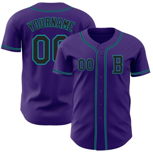 Purple0822_9e187427-6884-4d0d-b7b8-c378fd098f3f Custom Purple Black-Teal Authentic Baseball Jersey